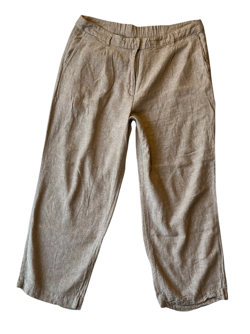 Old Navy Tailored Linen wide leg trouser pants XL Light beige High rise waist